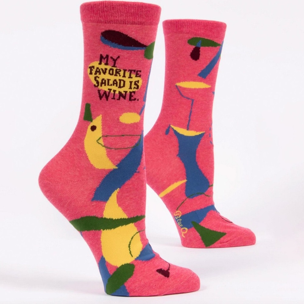 Blue Q socks My Favorite Salad is Wine colorful whimsical size 5-10 - Picture 2 of 6